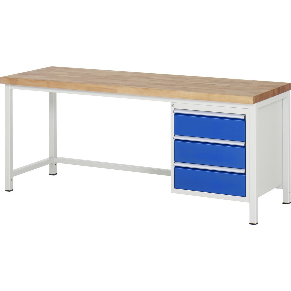 Immagine del prodotto n. 1: Banco da lavoro RAU serie 8000, HxLxP 840 x 2.000 x 700 mm, 3 cassetti estraibili al 100% 3 x 180 mm, portata cassetti 100 kg