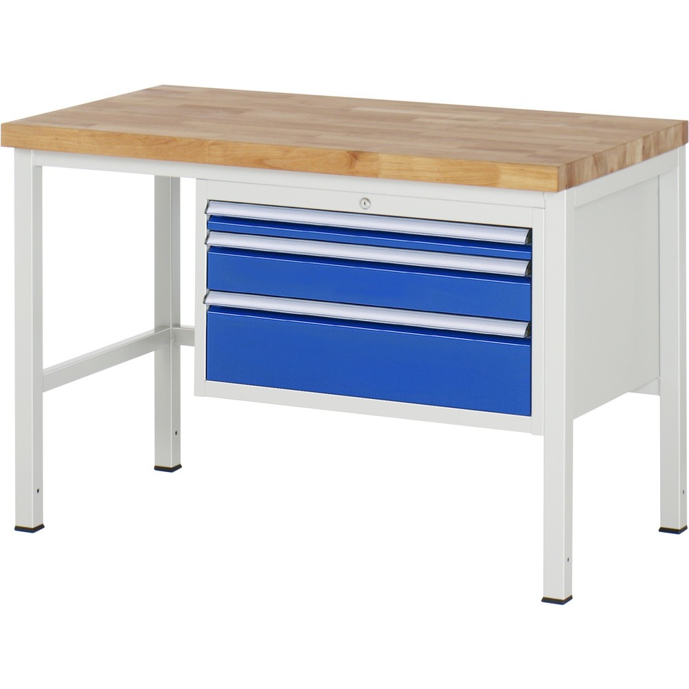 Immagine del prodotto n. 1: Banco da lavoro RAU serie 8000, HxLxP 840 x 1.250 x 700 mm, 3 cassetti estraibili al 100% 1 x 60, 1 x 120, 1 x 180 mm, portata cassetti 75 kg