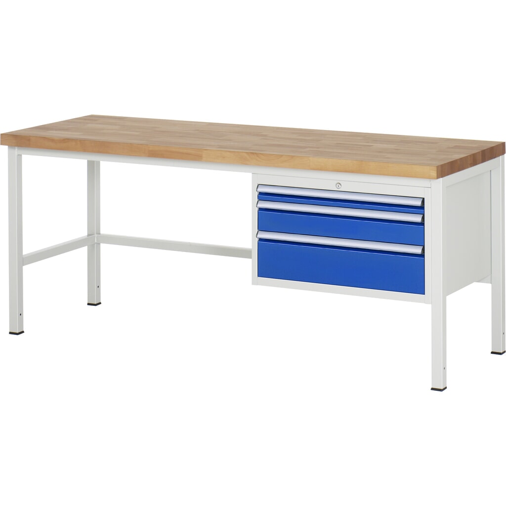 Immagine del prodotto: Banco da lavoro RAU serie 8000, AxLxP 840 x 2.000 x 700 mm, 3 cassetti estraibili al 90% 1 x 60, 1 x 120, 1 x 180 mm, portata cassetti 75 kg