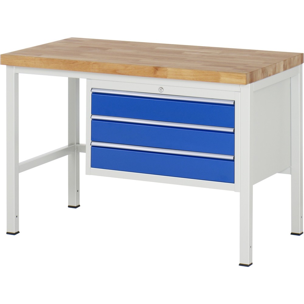 Immagine del prodotto: Banco da lavoro RAU serie 8000, AxLxP 840 x 1.250 x 700 mm, 3 cassetti estraibili al 100% 3 x 120 mm, portata cassetti 75 kg