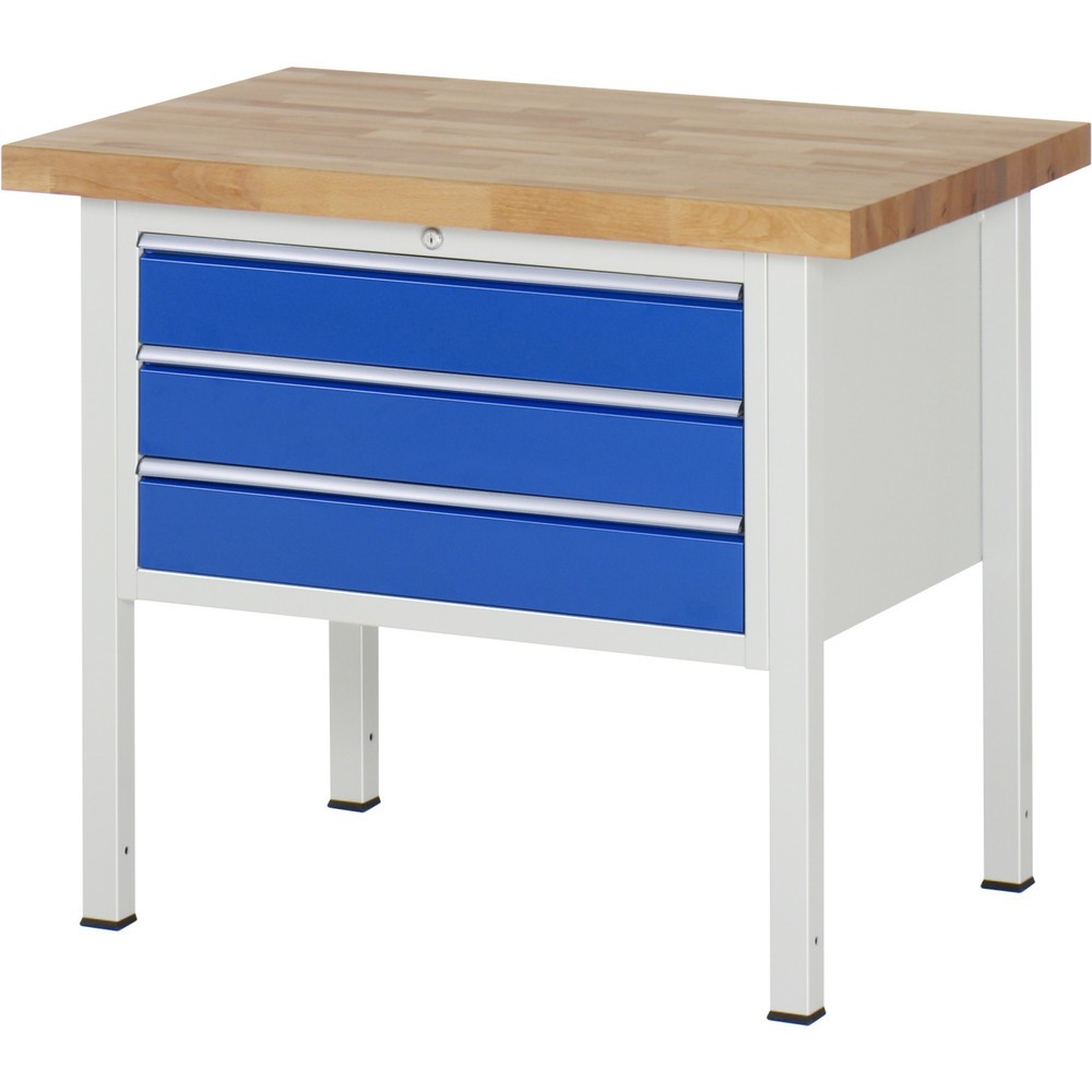 Immagine del prodotto n. 1: Banco da lavoro RAU serie 8000, AxLxP 840 x 1.000 x 700 mm, 3 cassetti estraibili al 100% 3 x 120 mm, portata cassetti 75 kg