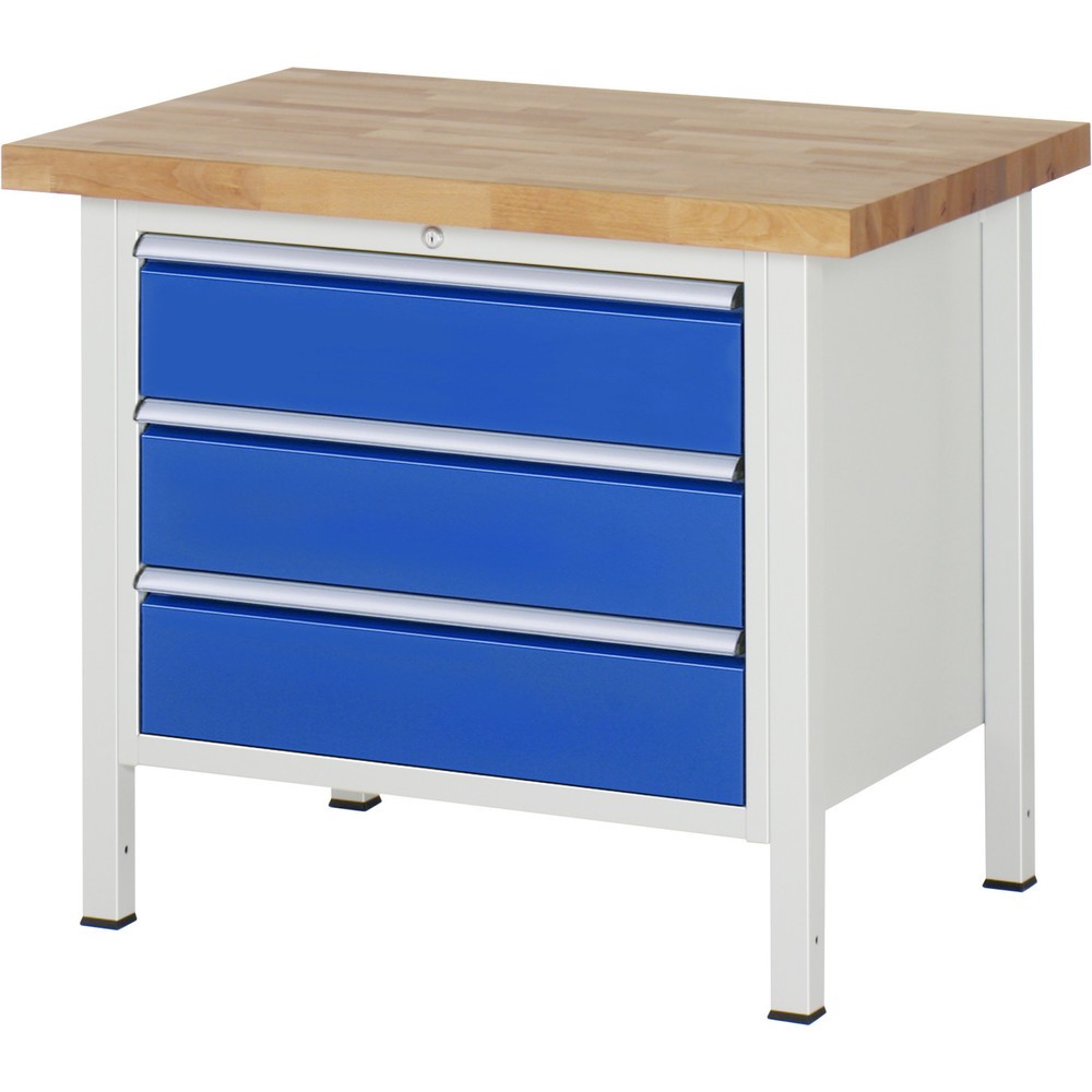 Immagine del prodotto: Banco da lavoro RAU serie 8000, AxLxP 840 x 1.000 x 700 mm, 3 cassetti estraibili al 90% 3 x 180 mm, portata cassetti 75 kg
