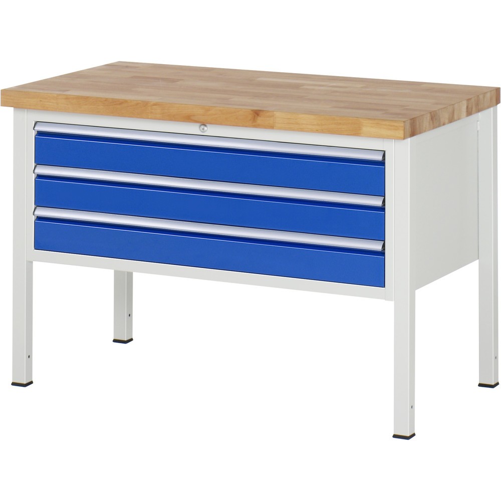 Immagine del prodotto: Banco da lavoro RAU serie 8000, AxLxP 840 x 1.250 x 700 mm, 3 cassetti estraibili al 90% 3 x 120 mm, portata cassetti 50 kg