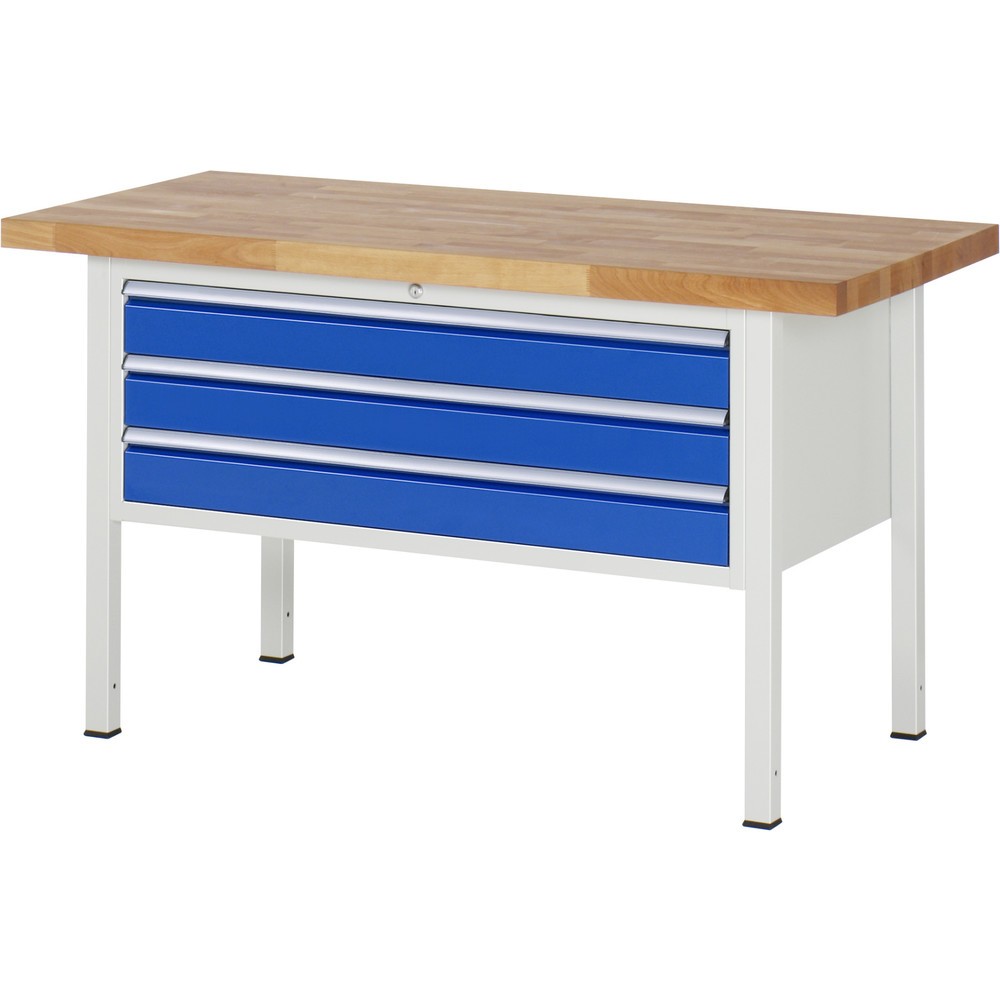Immagine del prodotto: Banco da lavoro RAU serie 8000, AxLxP 840 x 1.500 x 700 mm, 3 cassetti estraibili al 100% 3 x 120 mm, portata cassetti 50 kg