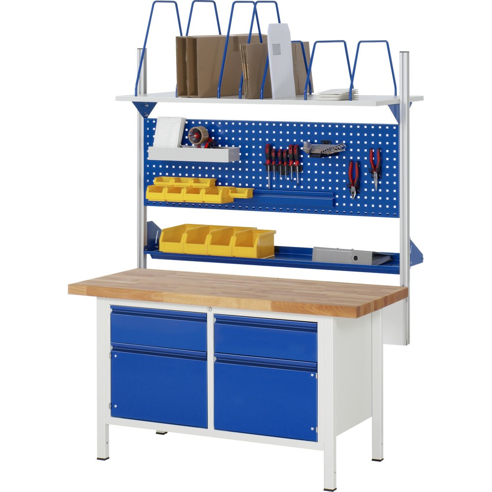 Immagine del prodotto n. 5: Banco da lavoro RAU serie 8000, 1 contenitore doppio, AxLxP 840-1.040 x 1.500 x 700 mm, 6 cassetti estraibili al 90% 6 x 180 mm