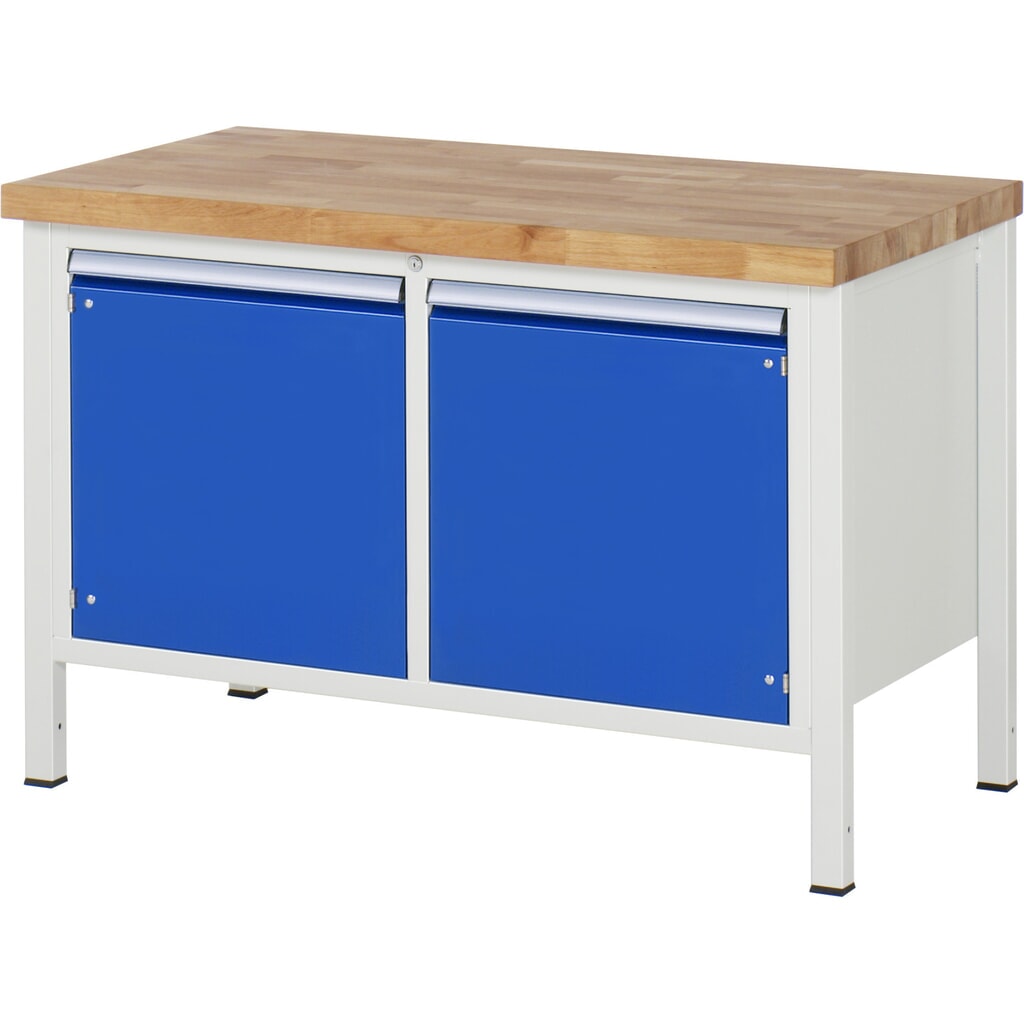 Banco da lavoro RAU serie 8000, 1 contenitore doppio, 2 ante battenti, AxLxP 840-1.040 x 1.250 x 700 mm Immagine del prodotto: Banco da lavoro RAU serie 8000, 1 contenitore doppio, 2 ante battenti, AxLxP 840-1.040 x 1.250 x 700 mm