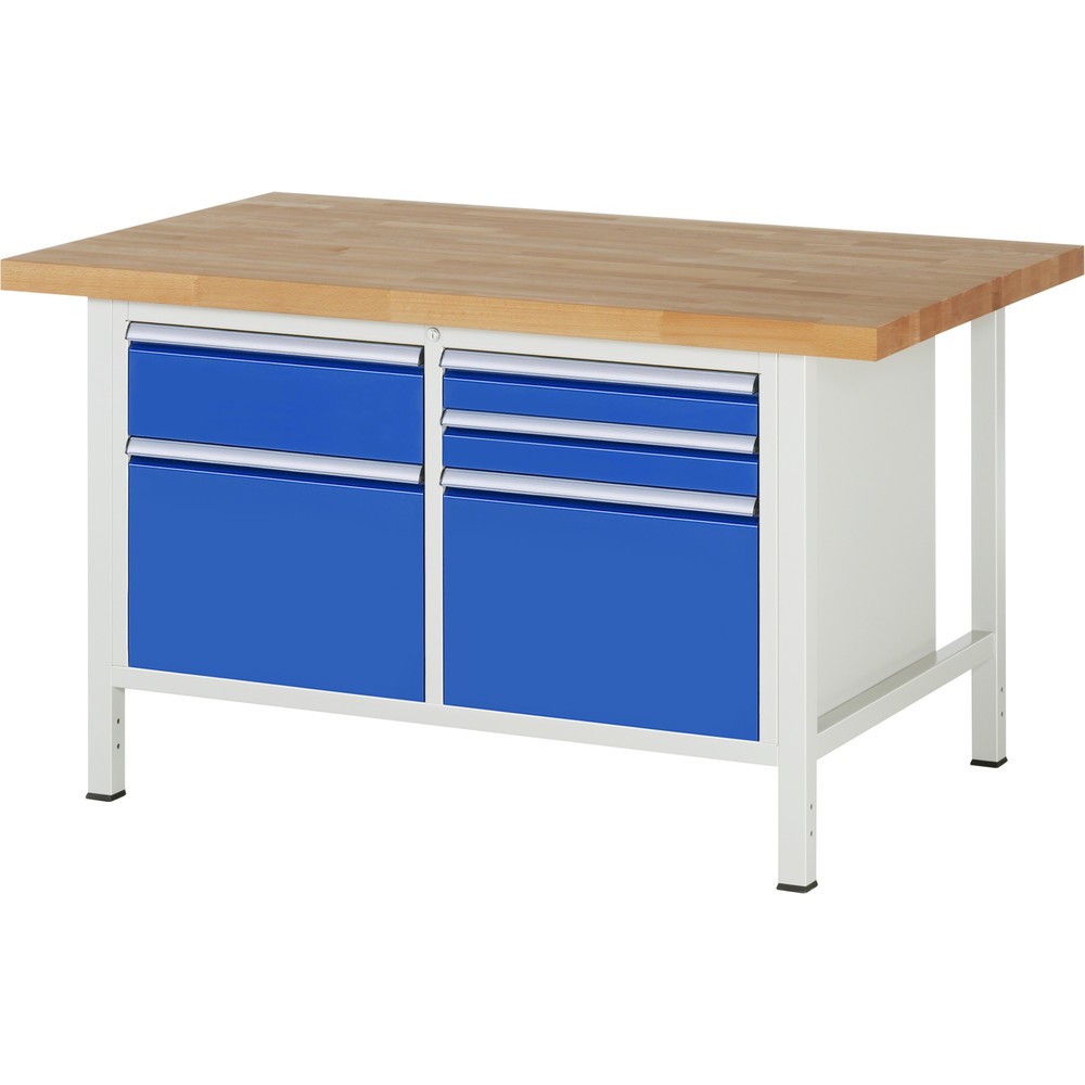 Immagine del prodotto n. 1: Banco da lavoro RAU serie 8000, 1 contenitore doppio, AxLxP 840 x 1.500 x 900 mm, 5 cassetti estraibili al 90%