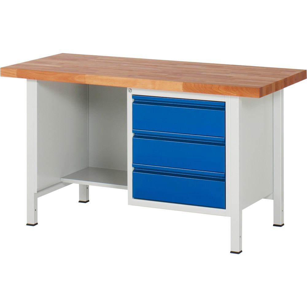 Immagine del prodotto n. 1: Banco da lavoro RAU serie 8000, 1 piano di appoggio, AxLxP 840-1.040 x 1.500 x 700 mm, 3 cassetti