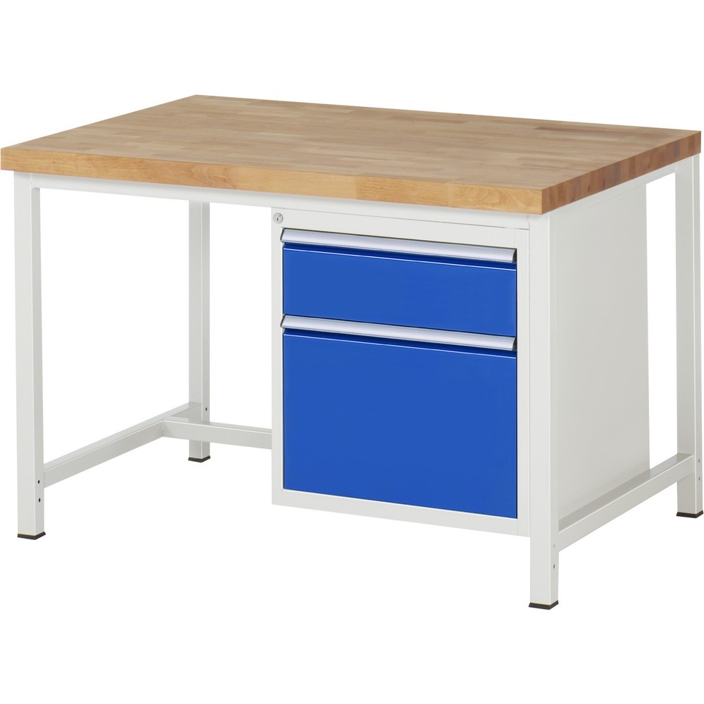 Immagine del prodotto n. 1: Banco da lavoro RAU serie 8000, HxLxP 840 x 1.250 x 900 mm, 2 cassetti estraibili al 100% 1 x 180, 1 x 360 mm, portata cassetti 100 kg