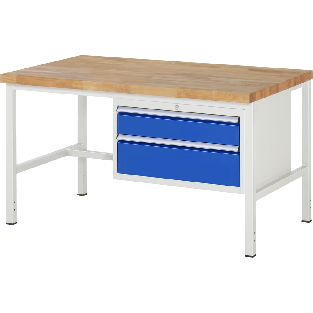 Immagine del prodotto: Banco da lavoro RAU serie 8000, HxLxP 840-1.040 x 1.500 x 900 mm, 2 cassetti estraibili al 100% 1 x 150, 1 x 210 mm, portata cassetti 75 kg
