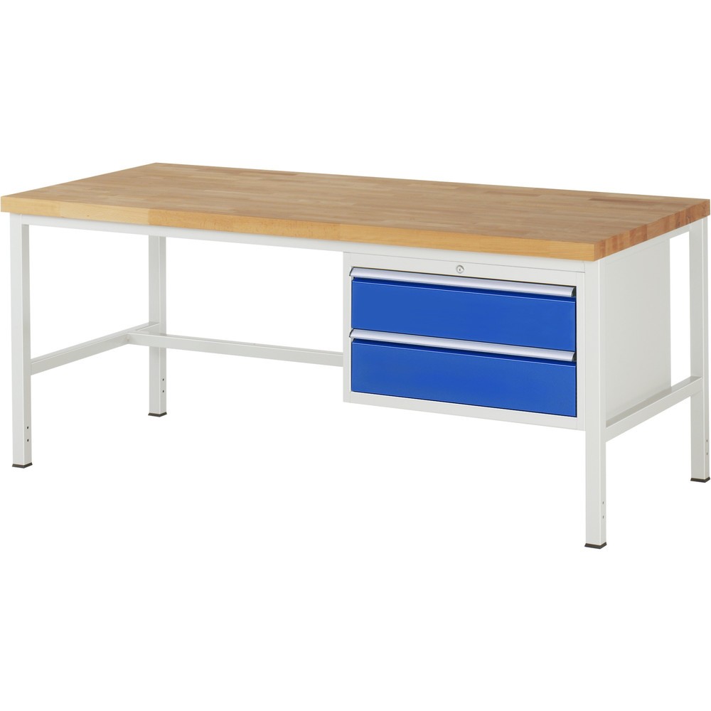 Immagine del prodotto: Banco da lavoro RAU serie 8000, AxLxP 840 x 2.000 x 900 mm, 2 cassetti estraibili al 90% 2 x 180 mm, portata cassetti 75 kg