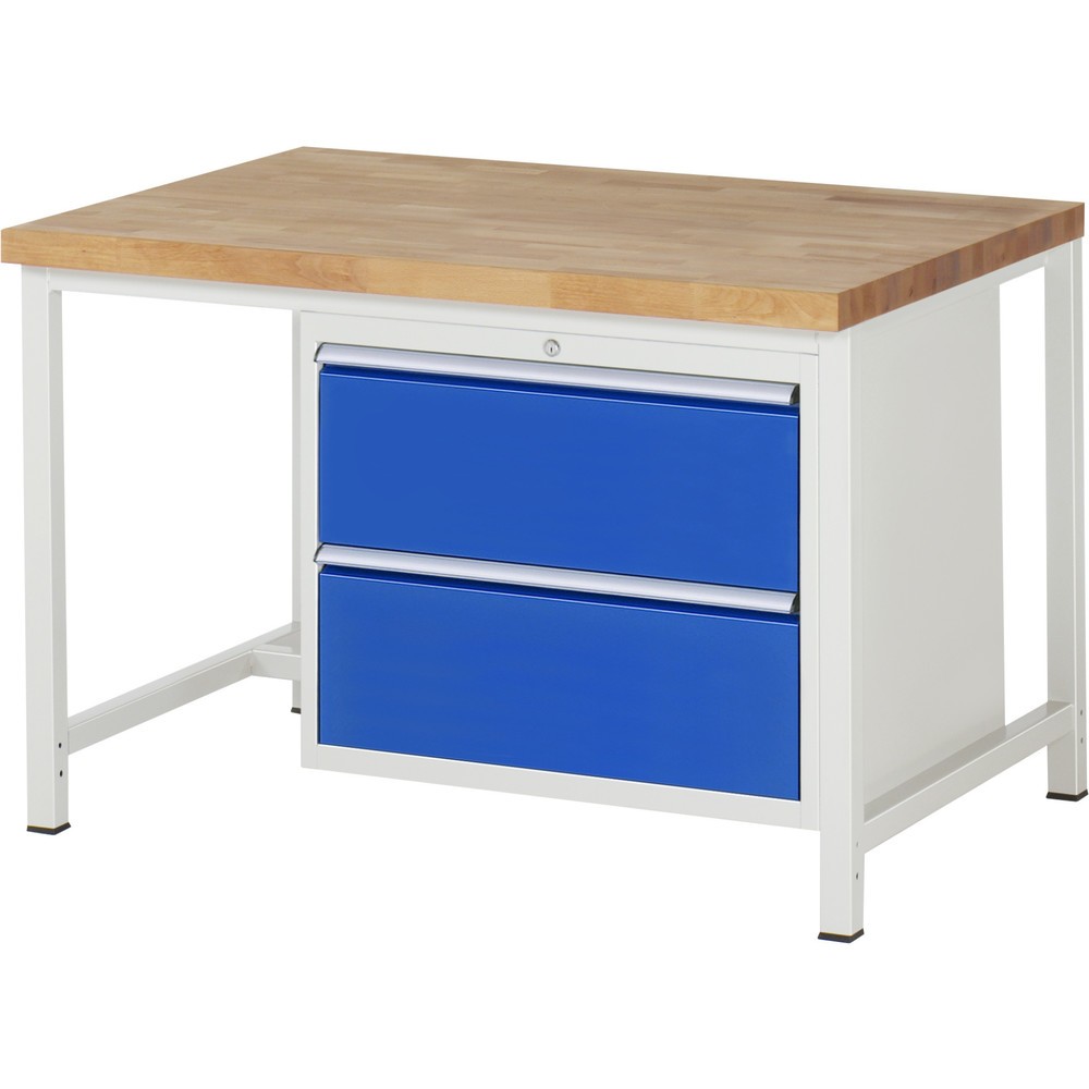 Immagine del prodotto: Banco da lavoro RAU serie 8000, AxLxP 840-1.040 x 1.250 x 900 mm, 2 cassetti estraibili al 100% 2 x 270 mm, portata cassetti 75 kg