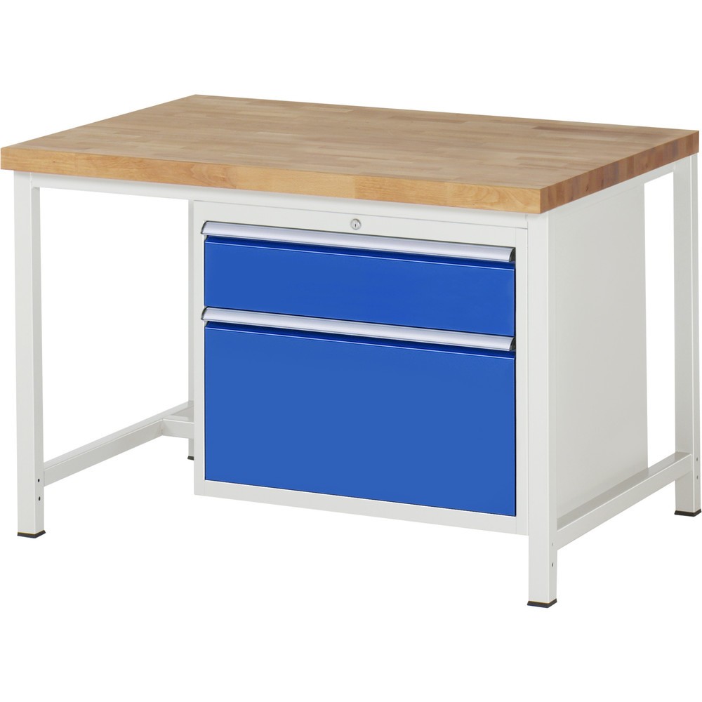 Immagine del prodotto n. 1: Banco da lavoro RAU serie 8000, AxLxP 840 x 1.250 x 900 mm, 2 cassetti estraibili al 90% 1 x 180, 1 x 360 mm, portata cassetti 75 kg