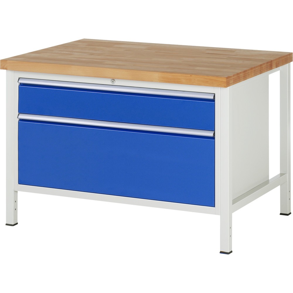 Immagine del prodotto n. 1: Banco da lavoro RAU serie 8000, AxLxP 840 x 1.250 x 900 mm, 2 cassetti estraibili al 90% 1 x 180, 1 x 360 mm, portata cassetti 50 kg