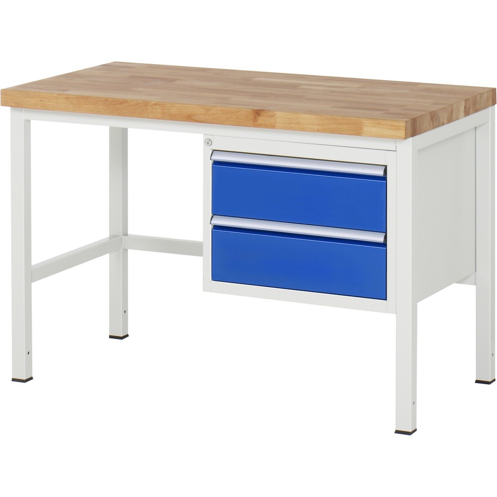 Immagine del prodotto: Banco da lavoro RAU serie 8000, HxLxP 840 x 1.250 x 700 mm, 2 cassetti estraibili al 100% 2 x 180 mm, portata cassetti 100 kg