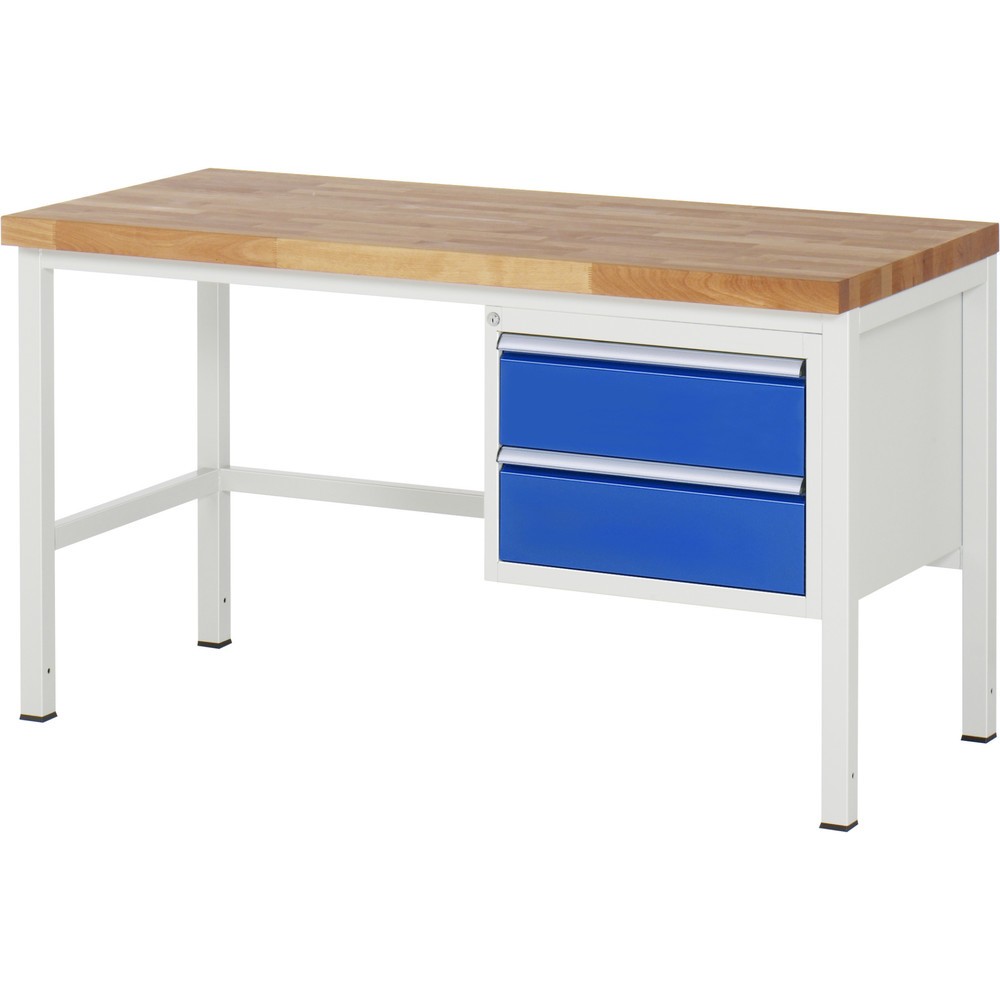 Immagine del prodotto n. 1: Banco da lavoro RAU serie 8000, AxLxP 840-1.040 x 1.500 x 700 mm, 2 cassetti estraibili al 90% 2 x 180 mm, portata cassetti 100 kg