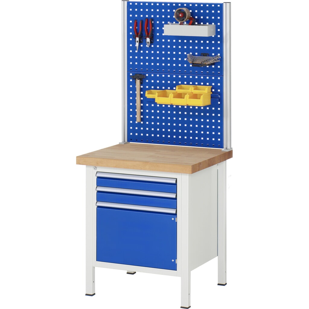 Immagine del prodotto n. 8: Banco da lavoro RAU serie 8000, 1 anta battente, AxLxP 840-1.040 x 750 x 700 mm, 1 cassetto e 1 anta battente
