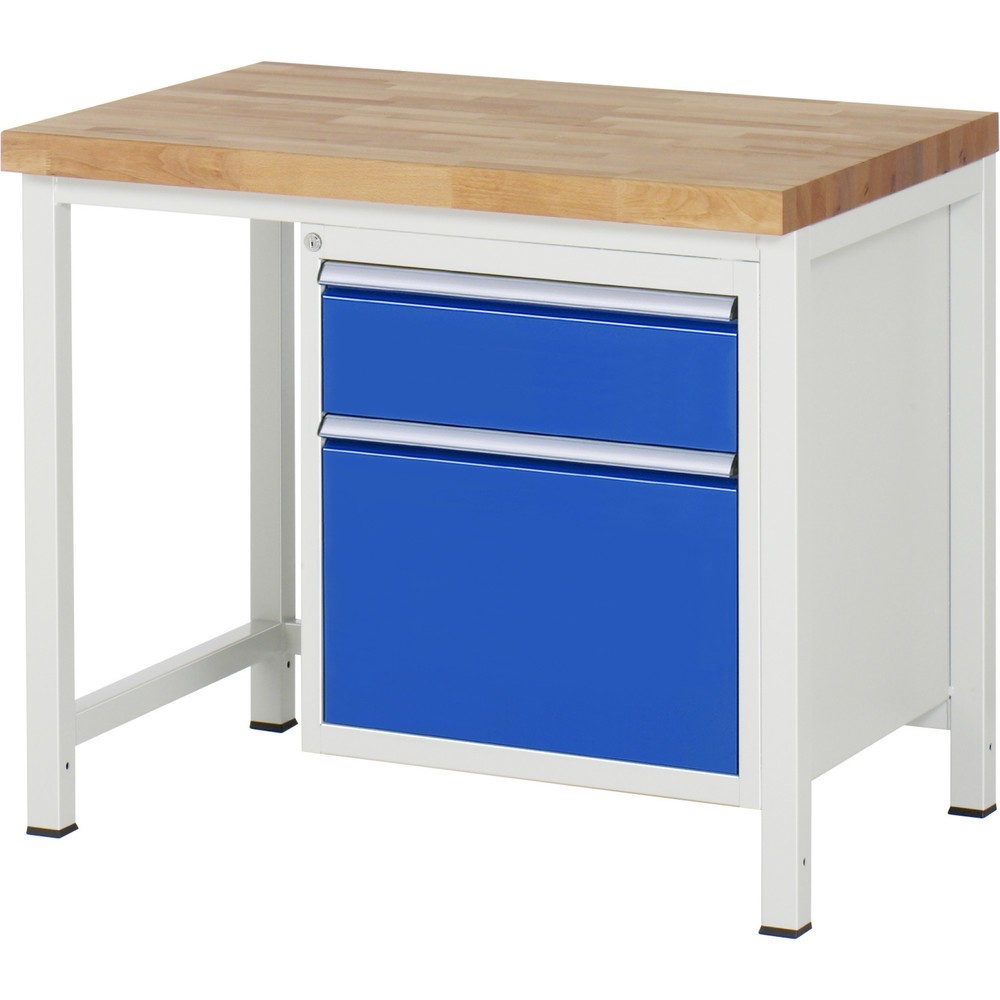 Immagine del prodotto n. 1: Banco da lavoro RAU serie 8000, HxLxP 840 x 1.000 x 700 mm, 2 cassetti estraibili al 100% 1 x 180, 1 x 360 mm, portata cassetti 100 kg