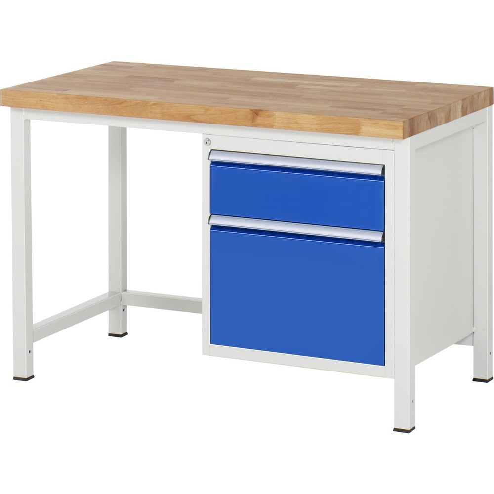 Immagine del prodotto n. 1: Banco da lavoro RAU serie 8000, AxLxP 840 x 1.250 x 700 mm, 2 cassetti estraibili al 90% 1 x 180, 1 x 360 mm, portata cassetti 100 kg