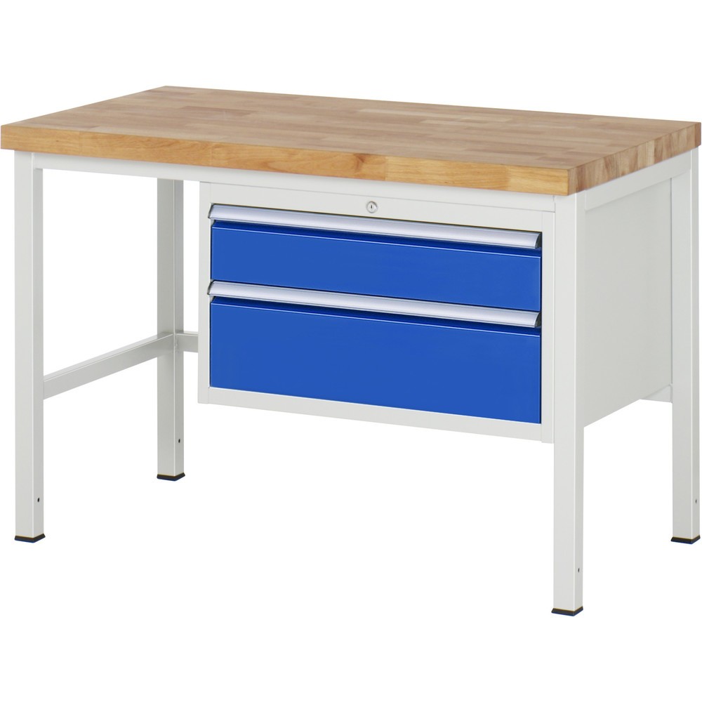 Immagine del prodotto: Banco da lavoro RAU serie 8000, HxLxP 840 x 1.250 x 700 mm, 2 cassetti estraibili al 100% 1 x 150, 1 x 210 mm, portata cassetti 75 kg