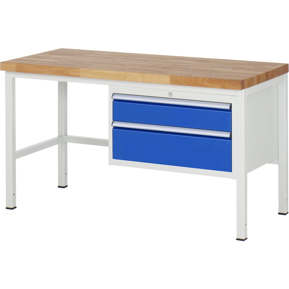 Immagine del prodotto: Banco da lavoro RAU serie 8000, HxLxP 840-1.040 x 1.500 x 700 mm, 2 cassetti estraibili al 100% 1 x 150, 1 x 210 mm, portata cassetti 75 kg