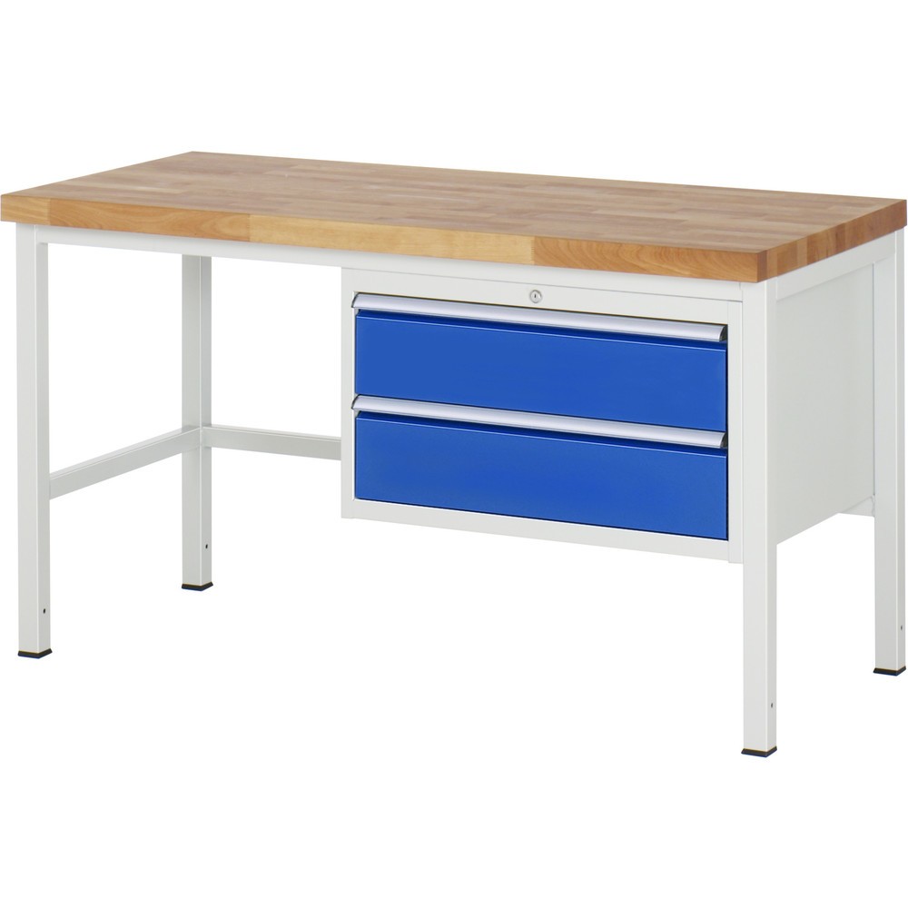 Immagine del prodotto: Banco da lavoro RAU serie 8000, AxLxP 840-1.040 x 1.500 x 700 mm, 2 cassetti estraibili al 100% 2 x 180 mm, portata cassetti 75 kg