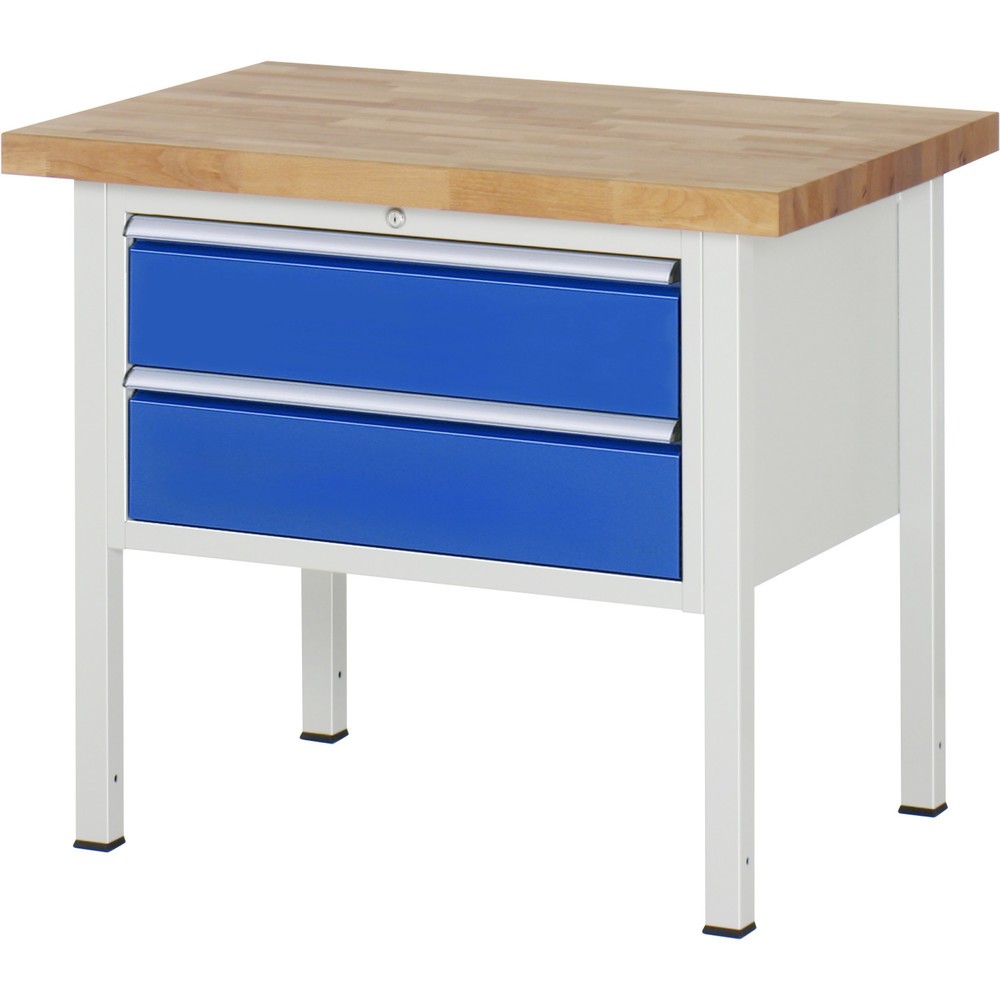 Immagine del prodotto: Banco da lavoro RAU serie 8000, AxLxP 840-1.040 x 1.000 x 700 mm, 2 cassetti estraibili al 100% 2 x 180 mm, portata cassetti 75 kg