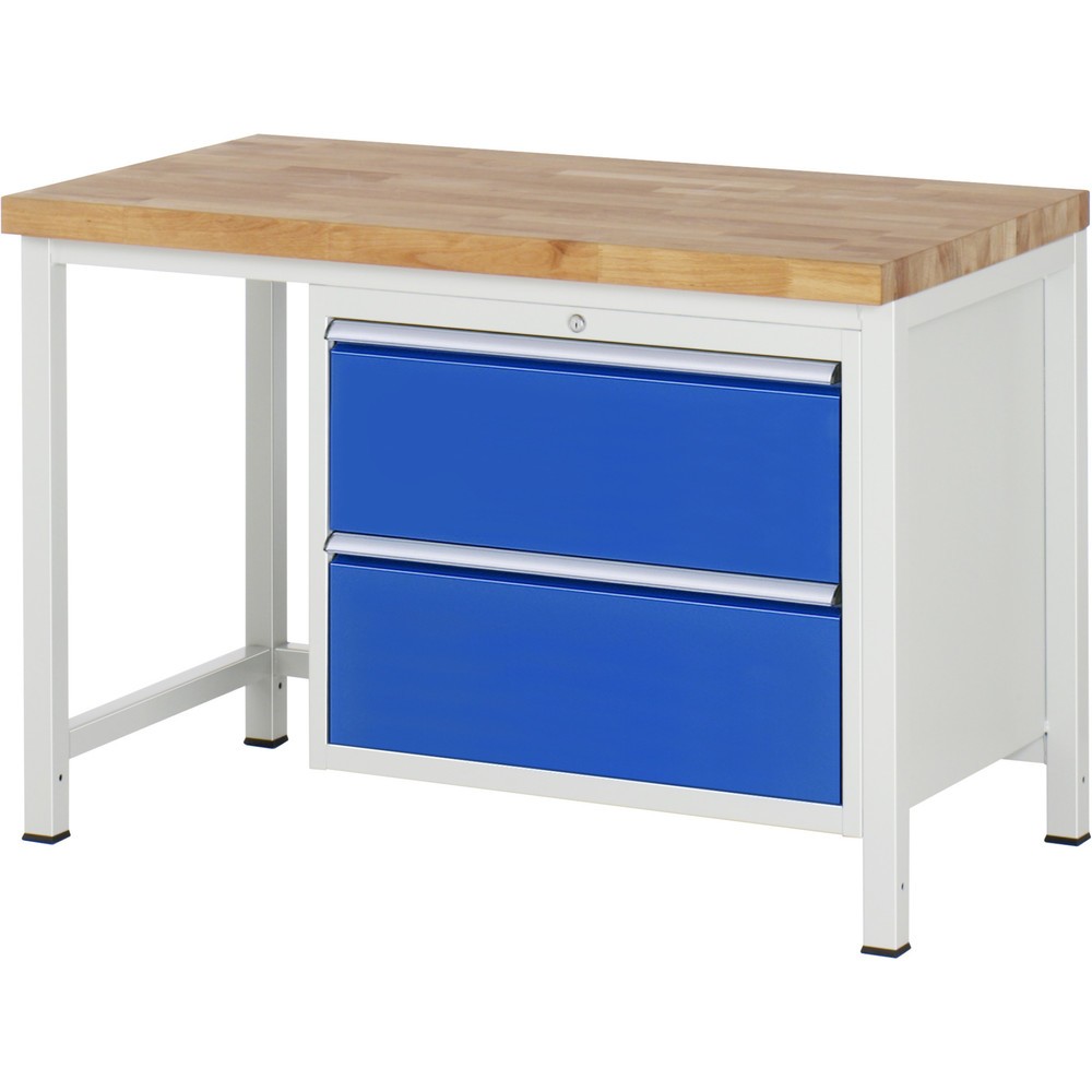 Immagine del prodotto n. 1: Banco da lavoro RAU serie 8000, AxLxP 840 x 1.250 x 700 mm, 2 cassetti estraibili al 90% 2 x 270 mm, portata cassetti 75 kg