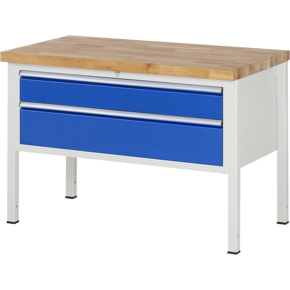 Immagine del prodotto: Banco da lavoro RAU serie 8000, AxLxP 840 x 1.250 x 700 mm, 2 cassetti estraibili al 100% 1 x 150, 1 x 210 mm, portata cassetti 50 kg