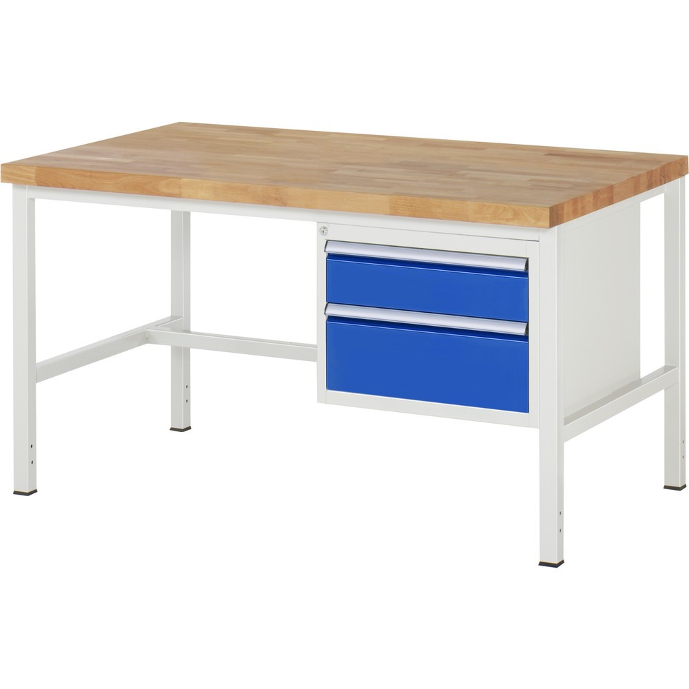 Immagine del prodotto n. 1: Banco da lavoro RAU serie 8000, HxLxP 840-1.040 x 1.500 x 900 mm, 2 cassetti estraibili al 100% 1 x 150, 1 x 210 mm, portata cassetti 100 kg