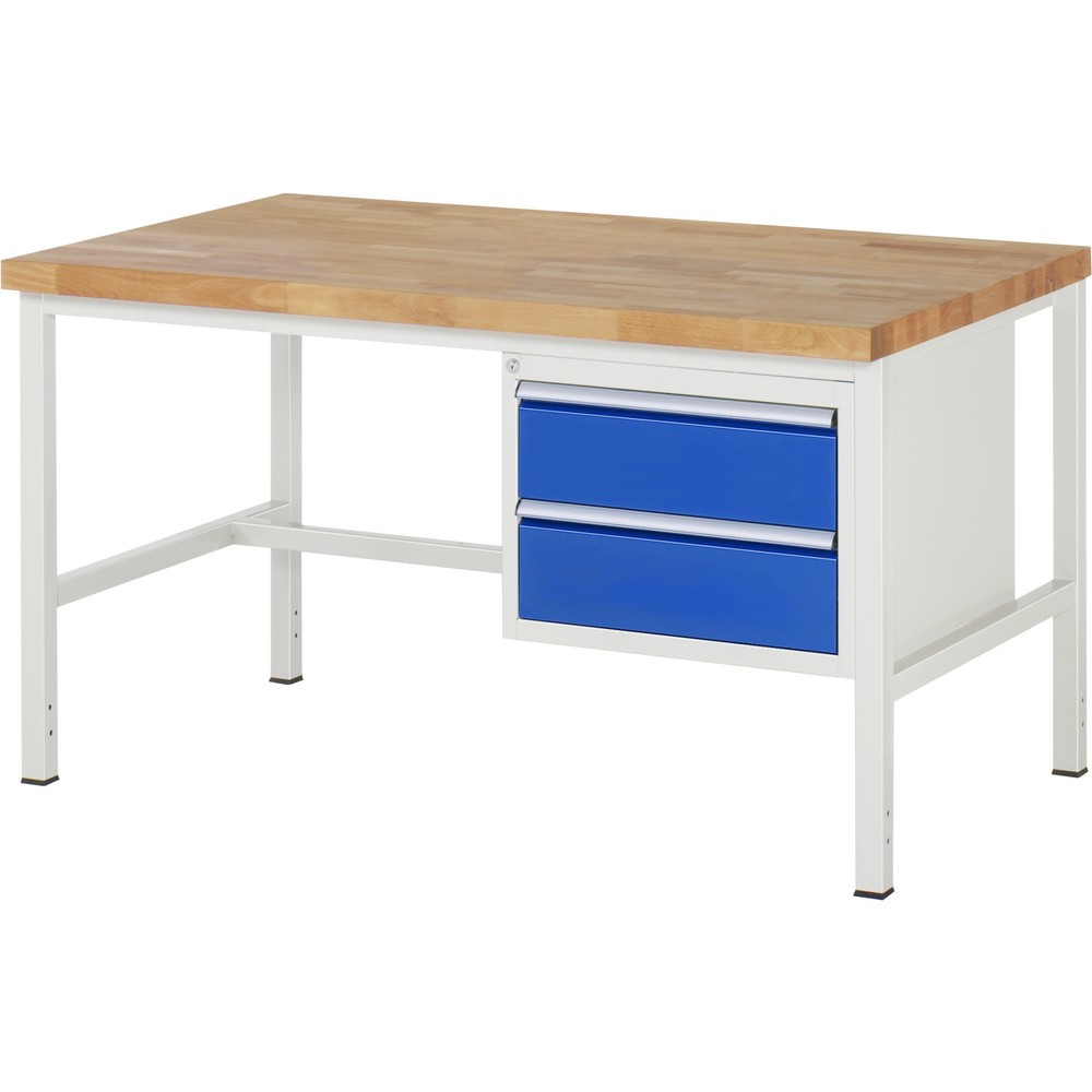 Immagine del prodotto: Banco da lavoro RAU serie 8000, AxLxP 840-1.040 x 1.500 x 900 mm, 2 cassetti estraibili al 90% 2 x 180 mm, portata cassetti 100 kg