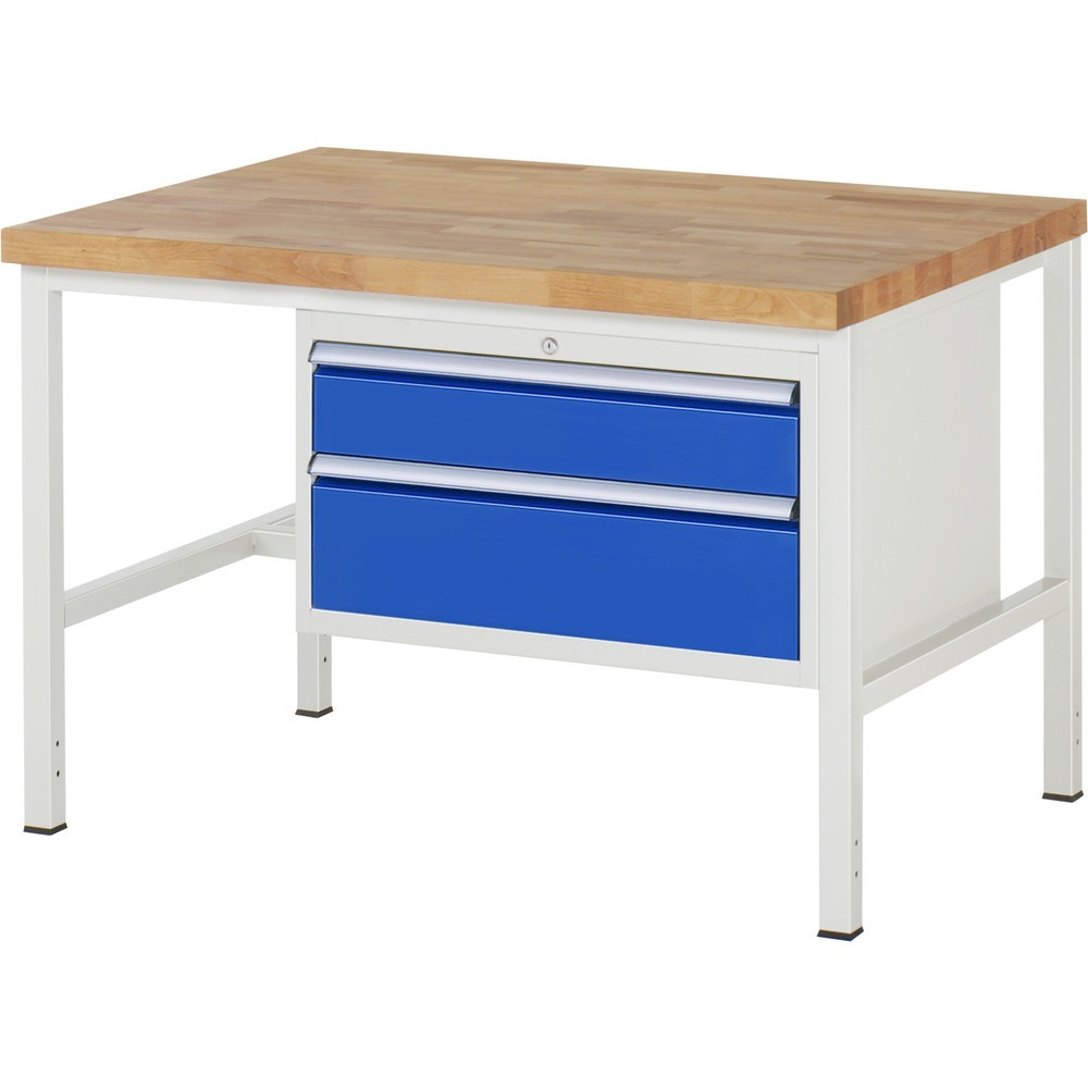 Immagine del prodotto n. 1: Banco da lavoro RAU serie 8000, AxLxP 840 x 1.250 x 900 mm, 2 cassetti estraibili al 90% 1 x 150, 1 x 210 mm, portata cassetti 75 kg