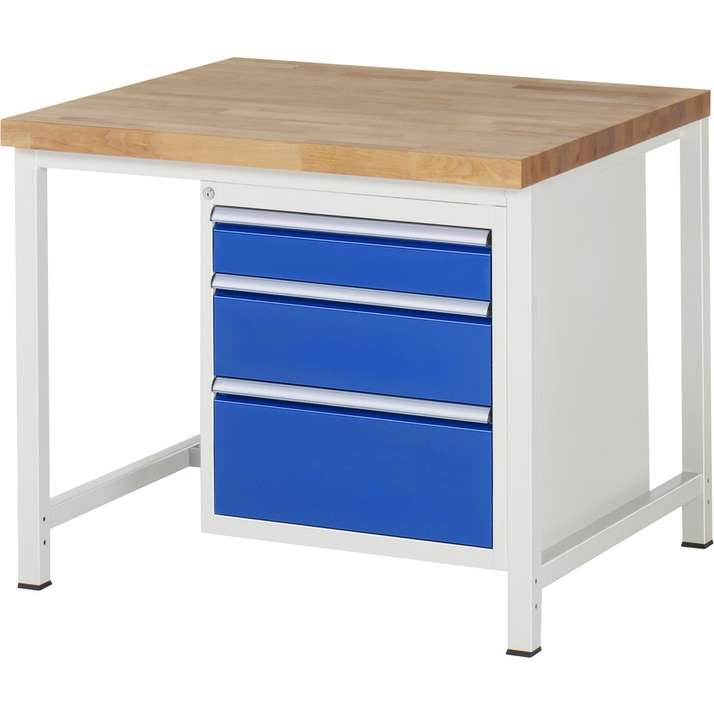 Immagine del prodotto: RAU Banco da lavoro Serie 8000, HxLxP 840-1.040 x 1.000 x 900 mm, 1 contenitore nella base a destra, con 3 cassetti