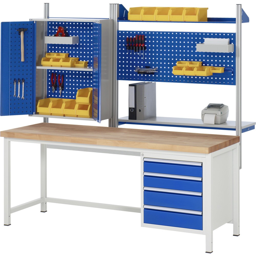 Immagine del prodotto n. 4: Banco da lavoro RAU serie 8000, AxLxP 840 x 2.000 x 700 mm, 4 cassetti estraibili al 90% 1 x 60, 2 x 90, 1 x 120 mm, portata cassetti 100 kg