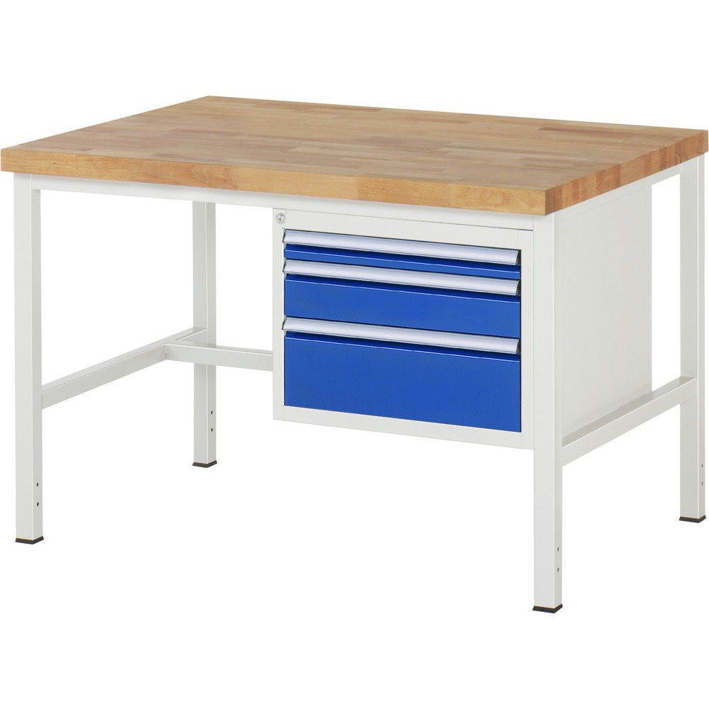 Immagine del prodotto n. 1: Banco da lavoro RAU serie 8000, AxLxP 840-1.040 x 1.250 x 900 mm, 3 cassetti estraibili al 90% 1 x 60, 1 x 120, 1 x 180 mm, portata cassetti 100 kg