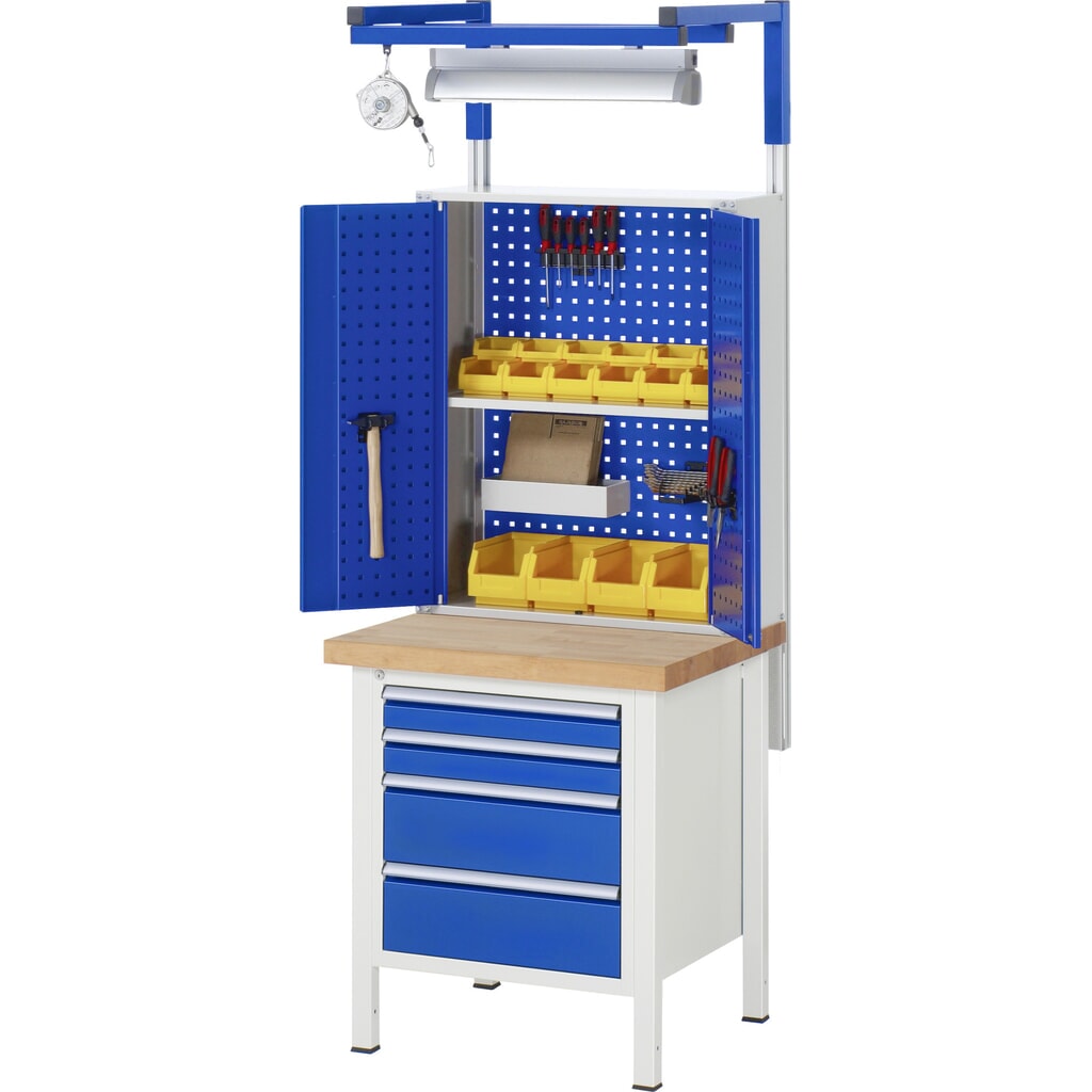 Immagine del prodotto n. 7: Banco da lavoro RAU serie 8000, AxLxP 840-1.040 x 750 x 900 mm, 5 cassetti estraibili al 90% 1 x 90, 4 x 180 mm, portata cassetti 100 kg