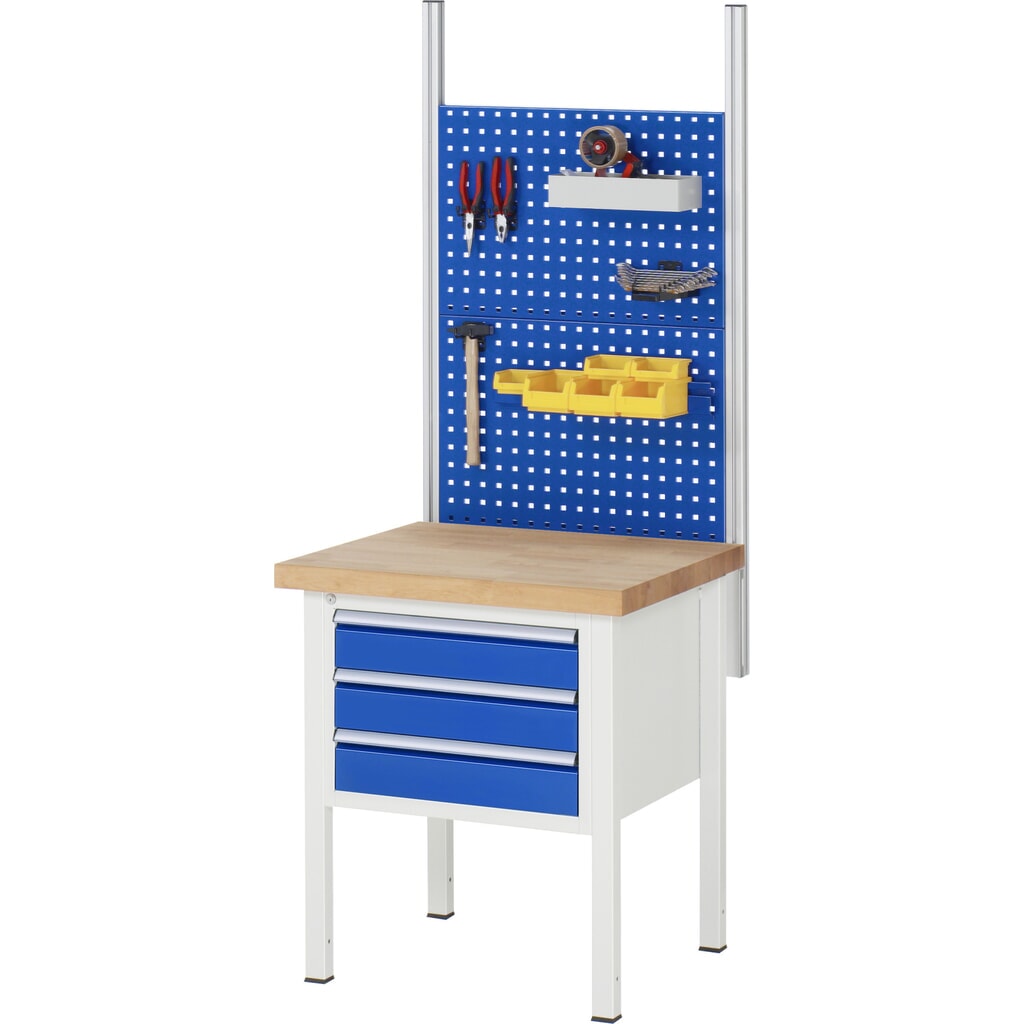 Immagine del prodotto n. 8: Banco da lavoro RAU serie 8000, AxLxP 840-1.040 x 750 x 700 mm, 3 cassetti estraibili al 90% 1 x 60, 1 x 120, 1 x 180 mm, portata cassetti 100 kg