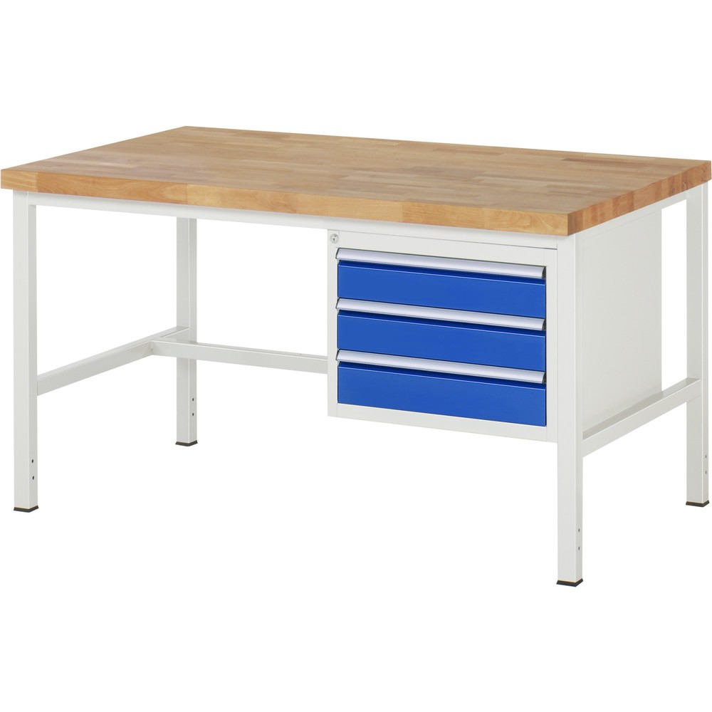 Immagine del prodotto n. 1: Banco da lavoro RAU serie 8000, HxLxP 840-1.040 x 1.500 x 900 mm, 3 cassetti estraibili al 100% 3 x 120 mm, portata cassetti 100 kg