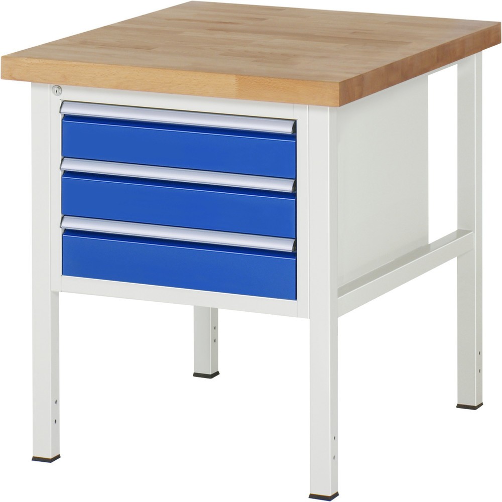 Immagine del prodotto n. 1: Banco da lavoro RAU serie 8000, AxLxP 840-1.040 x 750 x 900 mm, 3 cassetti estraibili al 90% 3 x 120 mm, portata cassetti 100 kg