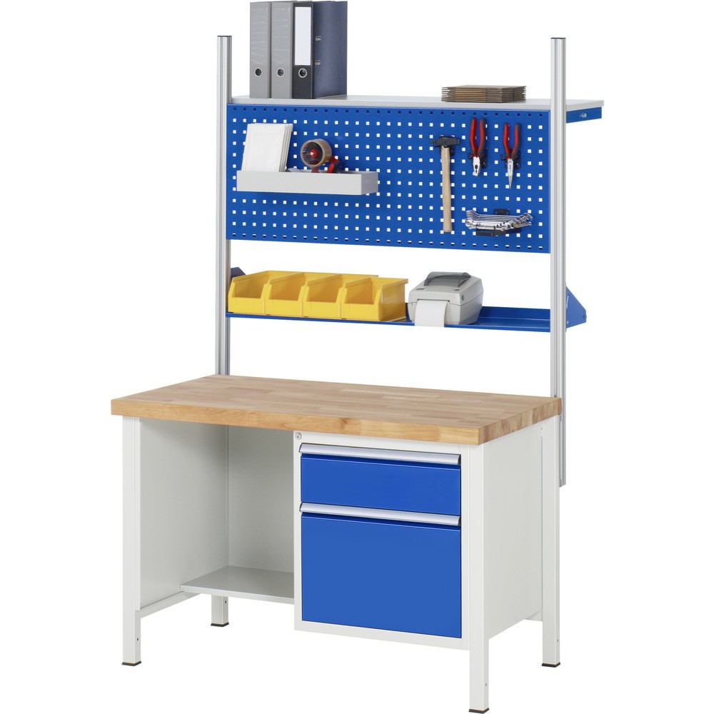 Immagine del prodotto n. 4: Banco da lavoro RAU serie 8000, 1 piano di appoggio, AxLxP 840-1.040 x 1.250 x 900 mm, 4 cassetti estraibili al 100%