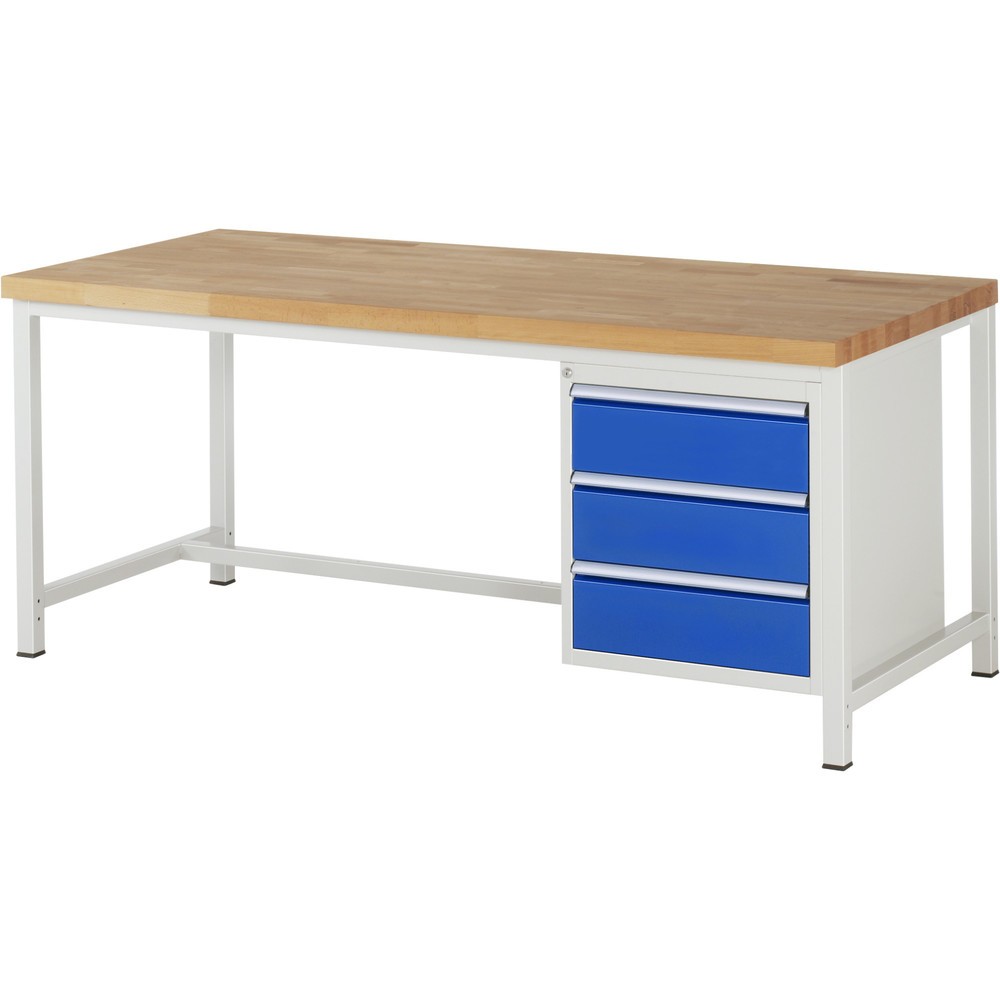 Immagine del prodotto n. 1: Banco da lavoro RAU serie 8000, HxLxP 840 x 2.000 x 900 mm, 3 cassetti estraibili al 100% 3 x 180 mm, portata cassetti 100 kg
