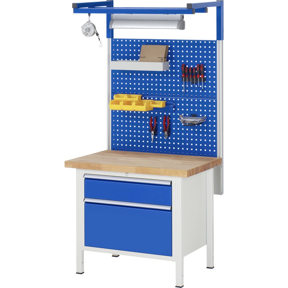 Immagine del prodotto n. 4: Banco da lavoro RAU serie 8000, AxLxP 840-1.040 x 1.000 x 900 mm, 2 cassetti estraibili al 100% 1 x 150, 1 x 210 mm, portata cassetti 75 kg