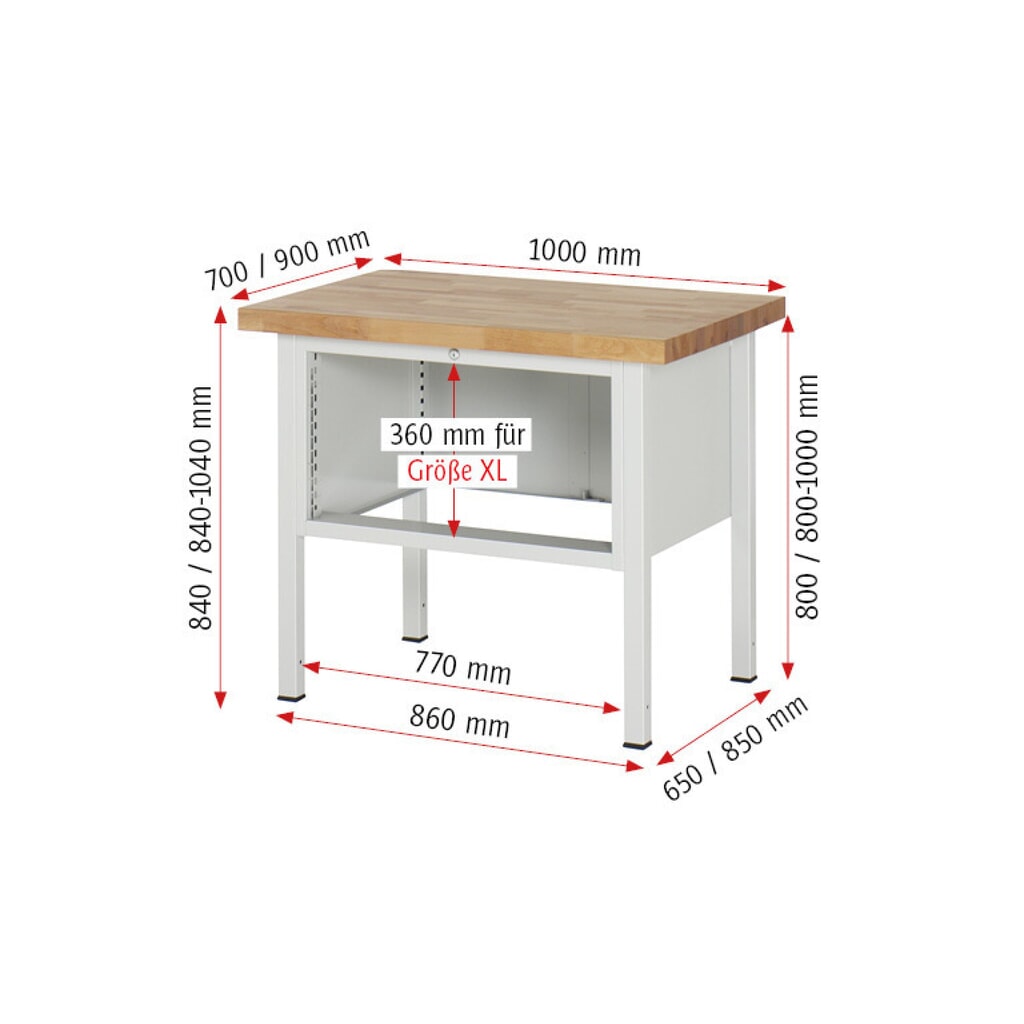 Banco da lavoro RAU serie 8000, AxLxP 840 x 1.000 x 900 mm, 4 cassetti estraibili al 100% 1 x 60, 2 x 90, 1 x 120 mm, portata cassetti 75 kg Immagine del prodotto n. 6: Banco da lavoro RAU serie 8000, AxLxP 840 x 1.000 x 900 mm, 4 cassetti estraibili al 100% 1 x 60, 2 x 90, 1 x 120 mm, portata cassetti 75 kg