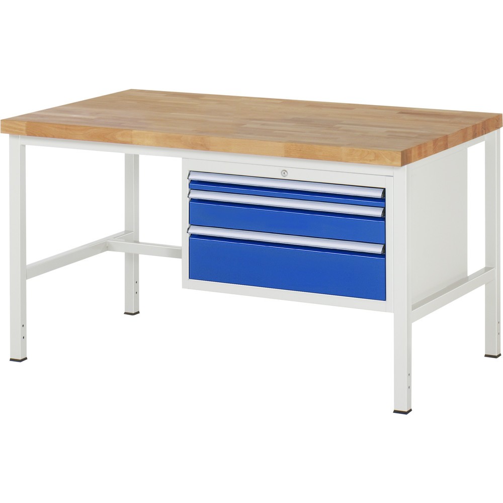 Immagine del prodotto n. 1: Banco da lavoro RAU serie 8000, AxLxP 840-1.040 x 1.500 x 900 mm, 3 cassetti estraibili al 100% 1 x 60, 1 x 120, 1 x 180 mm, portata cassetti 75 kg