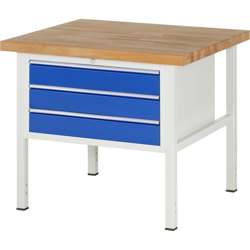 Banco da lavoro RAU serie 8000, AxLxP 840-1.040 x 1.000 x 900 mm, 3 cassetti estraibili al 90% 3 x 120 mm, portata cassetti 75 kg Immagine del prodotto: Banco da lavoro RAU serie 8000, AxLxP 840-1.040 x 1.000 x 900 mm, 3 cassetti estraibili al 90% 3 x 120 mm, portata cassetti 75 kg
