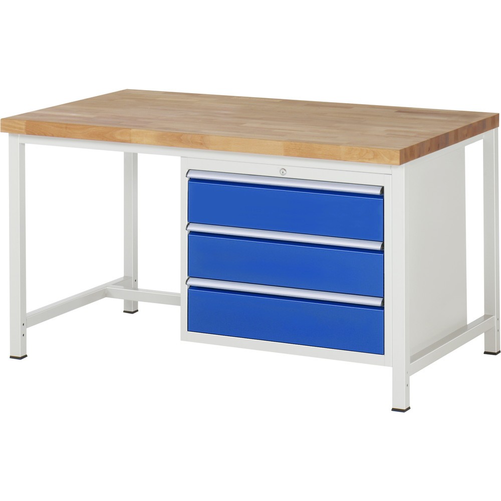 Immagine del prodotto n. 1: Banco da lavoro RAU serie 8000, AxLxP 840 x 1.500 x 900 mm, 3 cassetti estraibili al 100% 3 x 180 mm, portata cassetti 75 kg