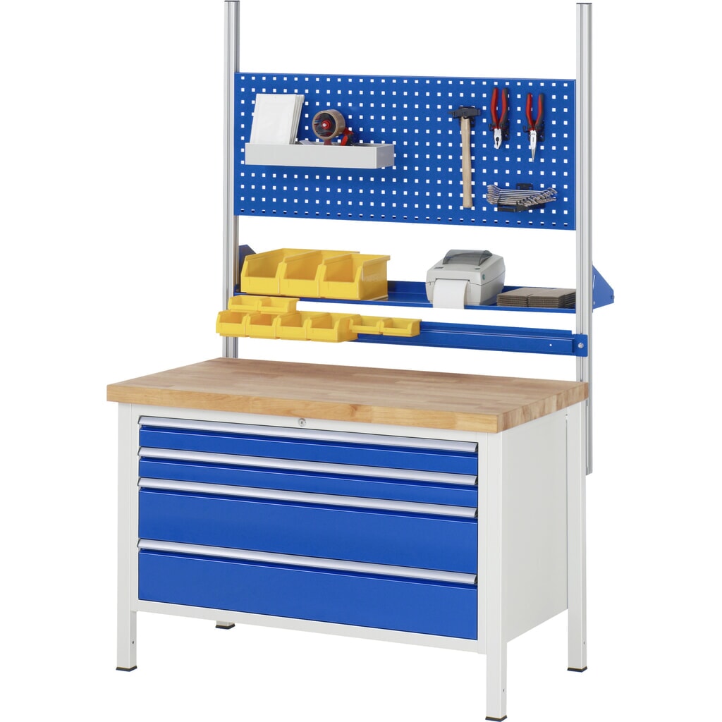 Banco da lavoro RAU serie 8000, AxLxP 840 x 1.250 x 900 mm, 2 cassetti estraibili al 90% 2 x 270 mm, portata cassetti 50 kg Immagine del prodotto n. 5: Banco da lavoro RAU serie 8000, AxLxP 840 x 1.250 x 900 mm, 2 cassetti estraibili al 90% 2 x 270 mm, portata cassetti 50 kg