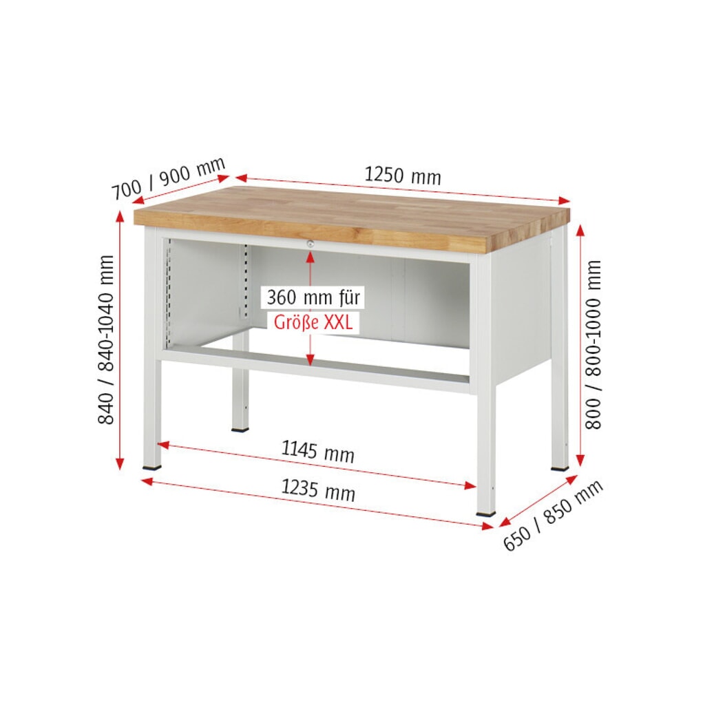 Banco da lavoro RAU serie 8000, AxLxP 840 x 1.250 x 700 mm, 2 cassetti estraibili al 100% 2 x 180 mm, portata cassetti 50 kg Immagine del prodotto n. 7: Banco da lavoro RAU serie 8000, AxLxP 840 x 1.250 x 700 mm, 2 cassetti estraibili al 100% 2 x 180 mm, portata cassetti 50 kg