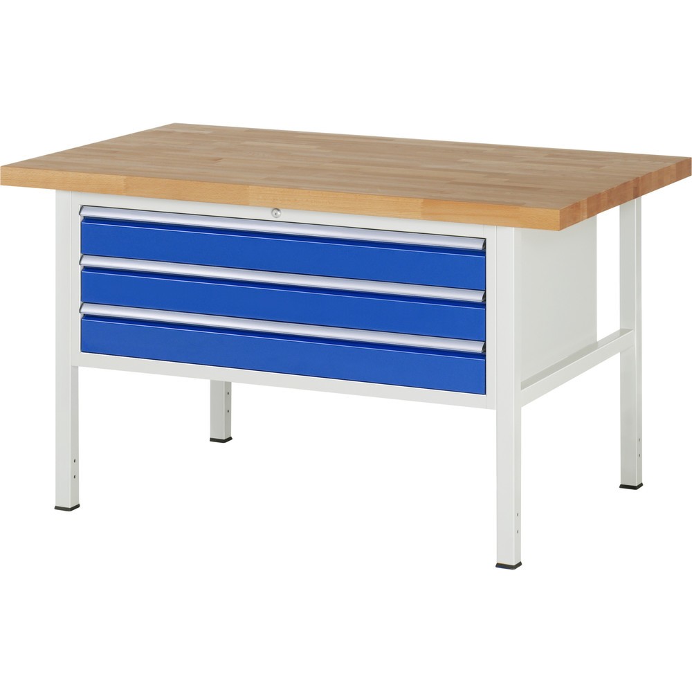 Immagine del prodotto n. 1: Banco da lavoro RAU serie 8000, AxLxP 840-1.040 x 1.500 x 900 mm, 3 cassetti estraibili al 90% 3 x 120 mm, portata cassetti 50 kg