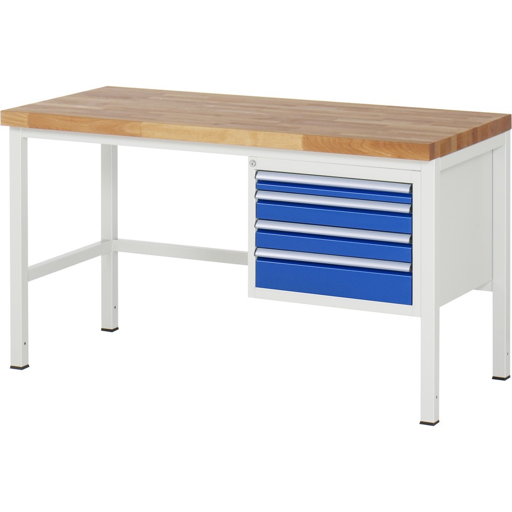 Immagine del prodotto n. 1: Banco da lavoro RAU serie 8000, AxLxP 840-1.040 x 1.500 x 700 mm, 4 cassetti estraibili al 90% 1 x 60, 2 x 90, 1 x 120 mm, portata cassetti 100 kg